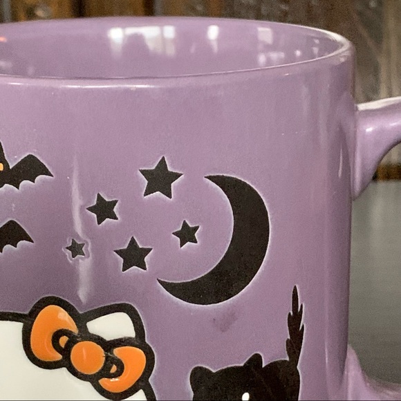 Hello Kitty Purple Halloween Mug - Black Cat Jack O’ Lantern Bats - Picture 3 of 11